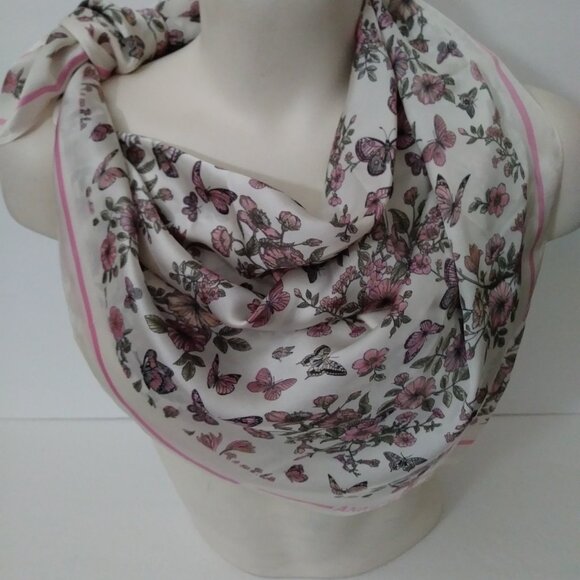 Anne Klein Floral Pink and White Scarf - Picture 2 of 11